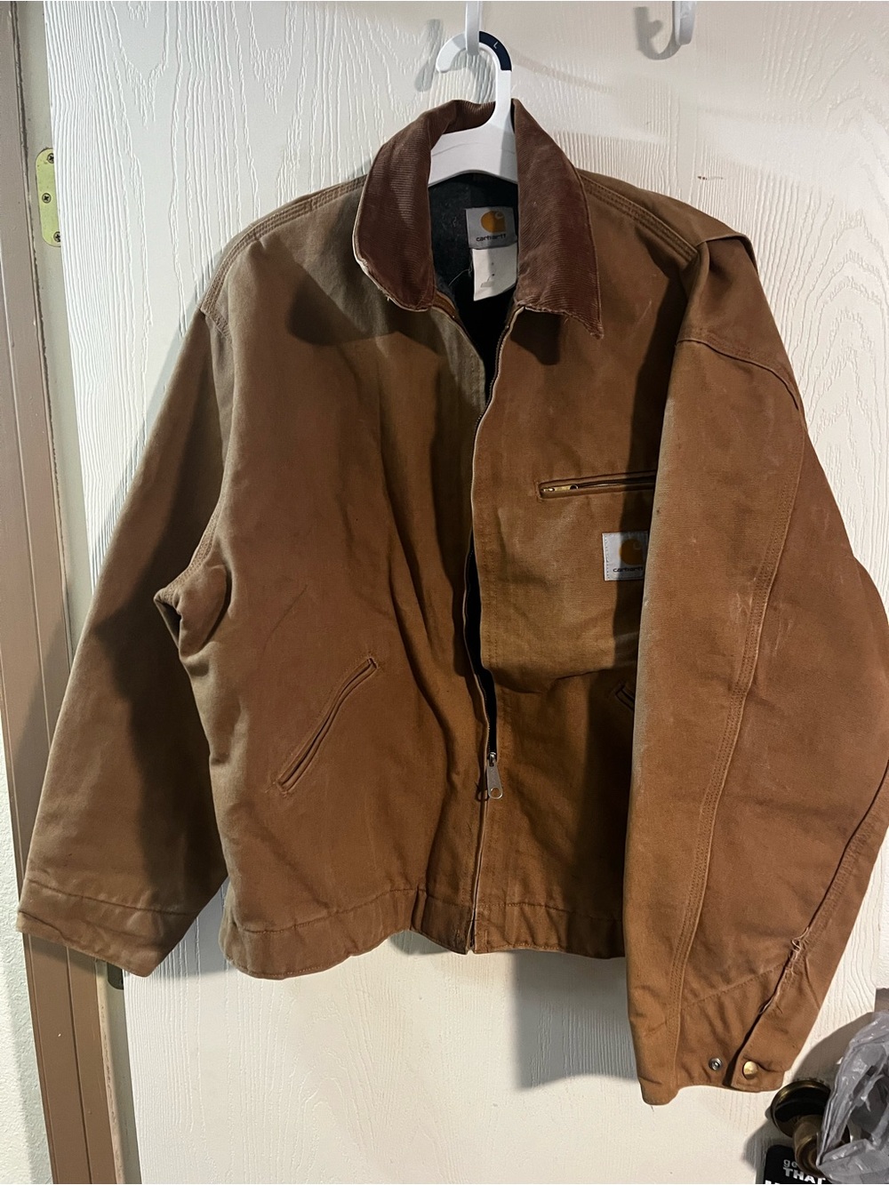 Carhartt Brown Canvas Shirt Jacket with Corduroy Collar